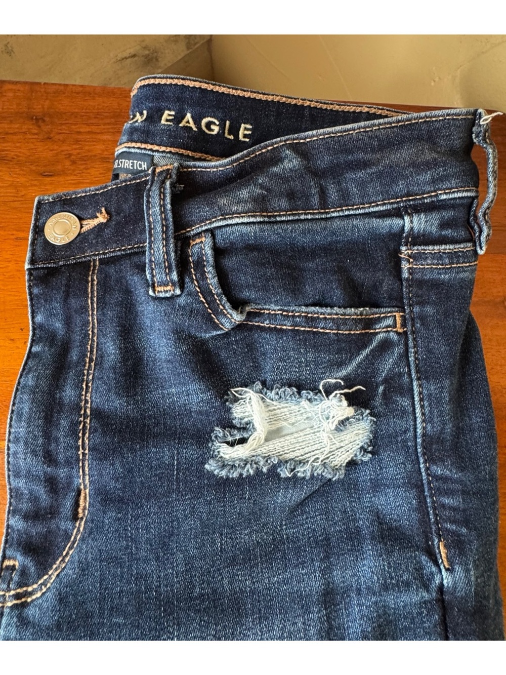 American Eagle Dark Blue Stretch Denim Jeans Size 4 Reg